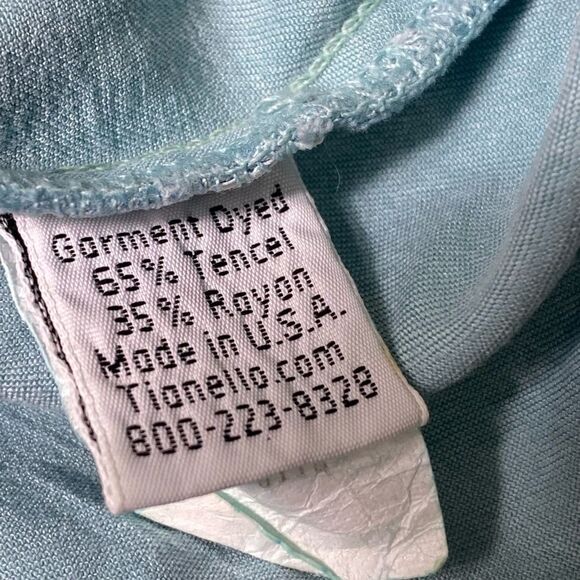 TIANELLO TENCEL™ "Suzy"  Button Front Pastel Teal Blouse Women's Size XS - Picture 4 of 16